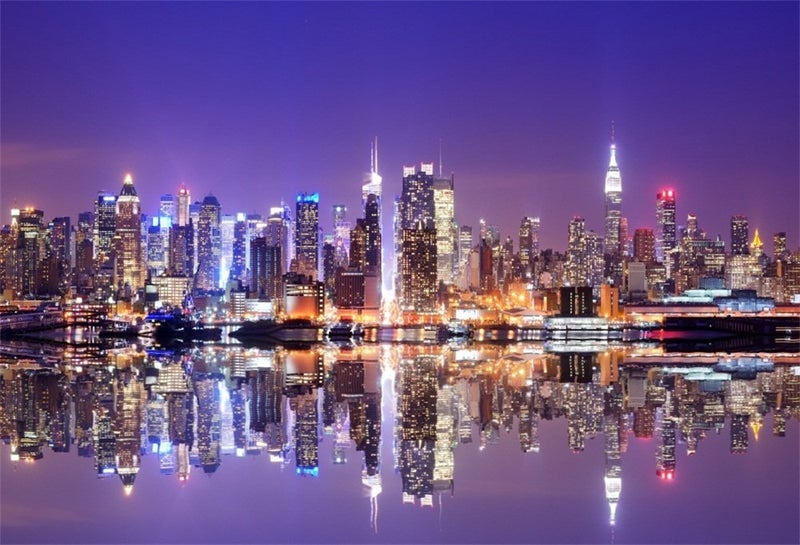 LFEEY 5x3ft New York City Night View Photo Backdrop American City Landscape Famous Landmark Skyscrapers Background for Photography Studio Props - Image 1